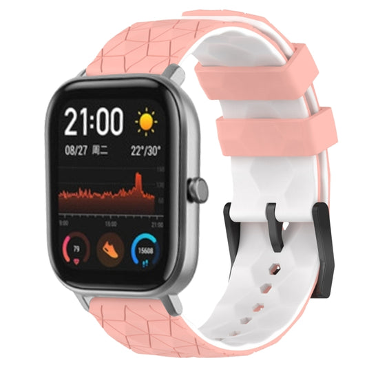 For Amazfit GTS 20mm Football Texture Two-Color Silicone Watch Band(Pink+White) - Watch Bands by buy2fix | Online Shopping UK | buy2fix