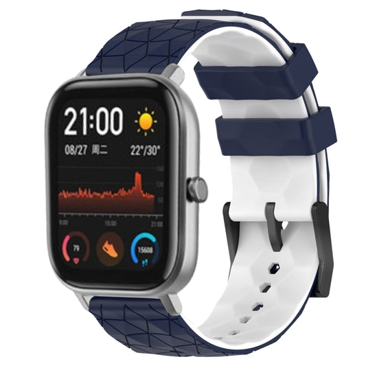 For Amazfit GTS 20mm Football Texture Two-Color Silicone Watch Band(Midnight Blue + White) - Watch Bands by buy2fix | Online Shopping UK | buy2fix