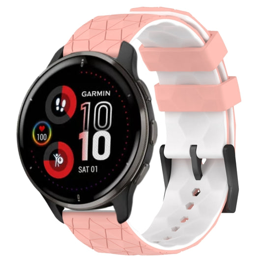 For Garmin Venu 2 Plus 20mm Football Pattern Two-Color Silicone Watch Band(Pink+White) - Watch Bands by buy2fix | Online Shopping UK | buy2fix