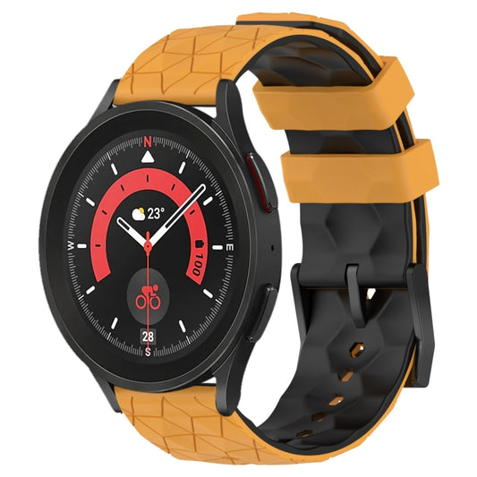 For Samsung Galaxy Watch 5 Pro 45mm 20mm Football Pattern Two-Color Silicone Watch Band(Yellow+Black) - Watch Bands by buy2fix | Online Shopping UK | buy2fix