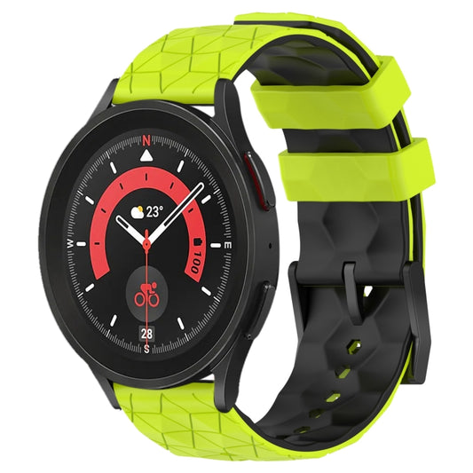 For Samsung Galaxy Watch 5 Pro 45mm 20mm Football Pattern Two-Color Silicone Watch Band(Lime Green + Black) - Watch Bands by buy2fix | Online Shopping UK | buy2fix