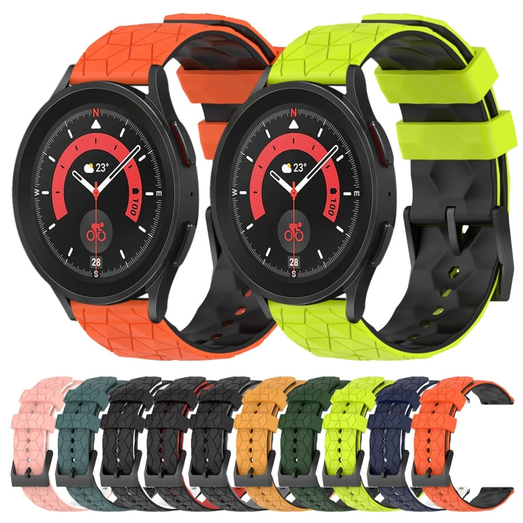 For Samsung Galaxy Watch 5 Pro 45mm 20mm Football Pattern Two-Color Silicone Watch Band(Yellow+Black) - Watch Bands by buy2fix | Online Shopping UK | buy2fix