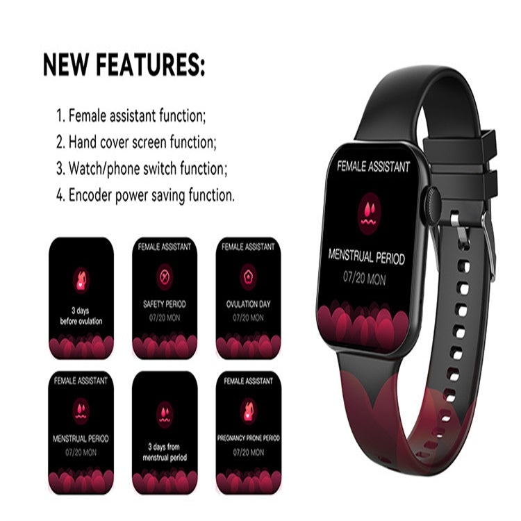 E700 1.86 inch Color Screen Smart Watch,Support Heart Rate Monitoring / Blood Pressure Monitoring(Black) by buy2fix