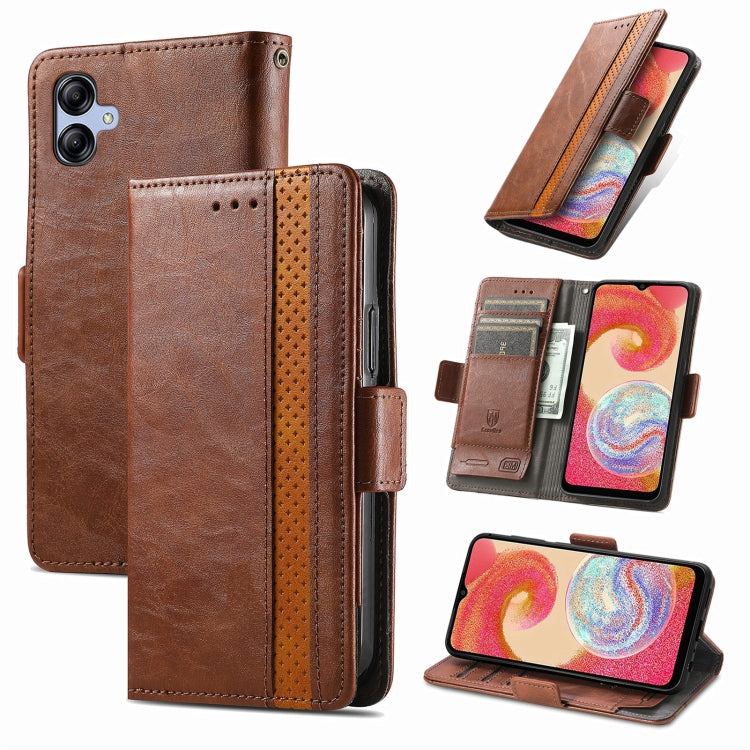 For Samsung Galaxy A04e CaseNeo Splicing Dual Magnetic Buckle Leather Phone Case(Brown) by buy2fix