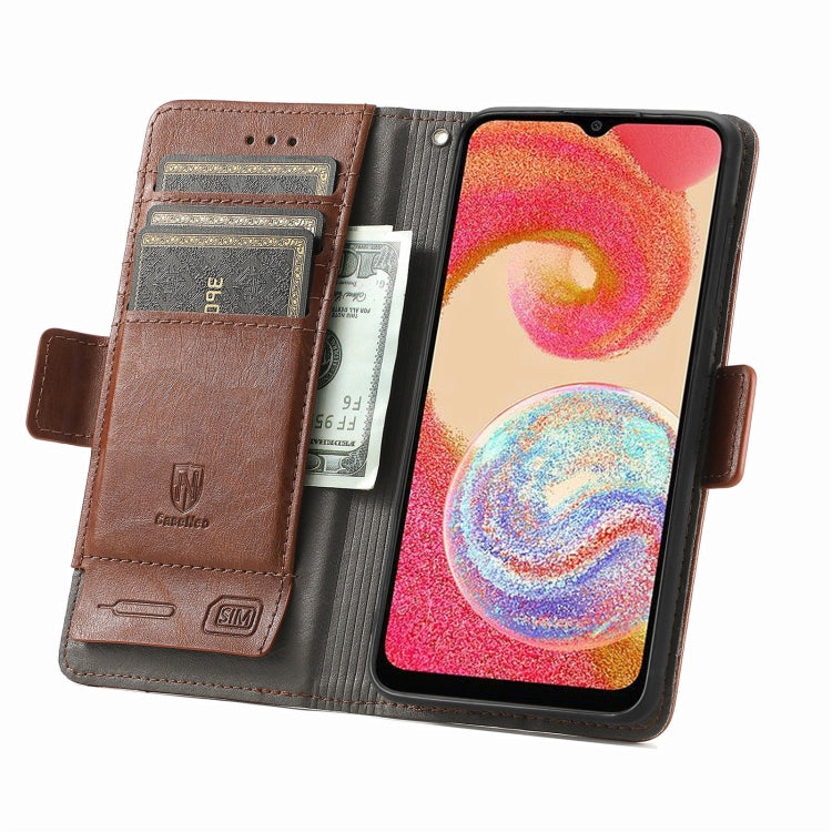 For Samsung Galaxy A04e CaseNeo Splicing Dual Magnetic Buckle Leather Phone Case(Brown) by buy2fix