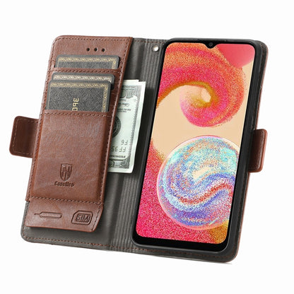 For Samsung Galaxy A04e CaseNeo Splicing Dual Magnetic Buckle Leather Phone Case(Brown) by buy2fix
