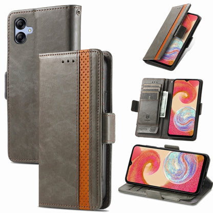 For Samsung Galaxy A04e CaseNeo Splicing Dual Magnetic Buckle Leather Phone Case(Gray) by buy2fix