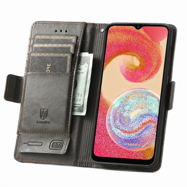 For Samsung Galaxy A04e CaseNeo Splicing Dual Magnetic Buckle Leather Phone Case(Gray) by buy2fix