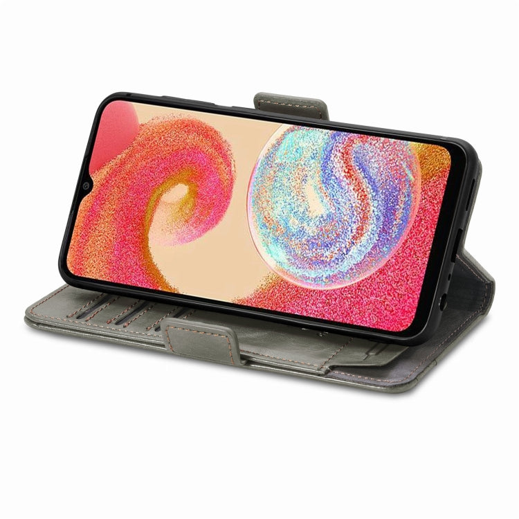 For Samsung Galaxy A04e CaseNeo Splicing Dual Magnetic Buckle Leather Phone Case(Gray) by buy2fix