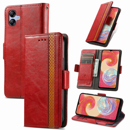 For Samsung Galaxy A04e CaseNeo Splicing Dual Magnetic Buckle Leather Phone Case(Red) by buy2fix