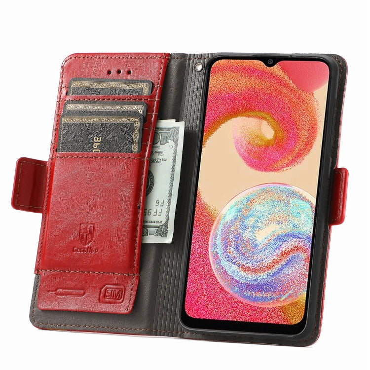 For Samsung Galaxy A04e CaseNeo Splicing Dual Magnetic Buckle Leather Phone Case(Red) by buy2fix