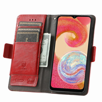 For Samsung Galaxy A04e CaseNeo Splicing Dual Magnetic Buckle Leather Phone Case(Red) by buy2fix