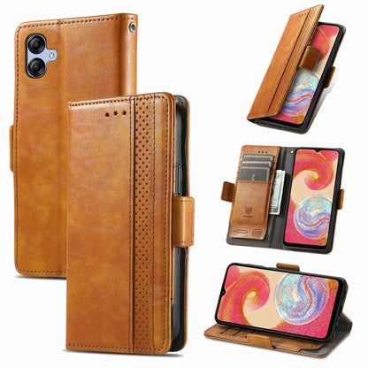 For Samsung Galaxy A04e CaseNeo Splicing Dual Magnetic Buckle Leather Phone Case(Khaki) by buy2fix
