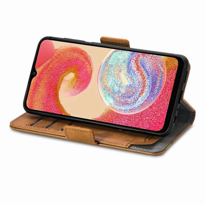 For Samsung Galaxy A04e CaseNeo Splicing Dual Magnetic Buckle Leather Phone Case(Khaki) by buy2fix