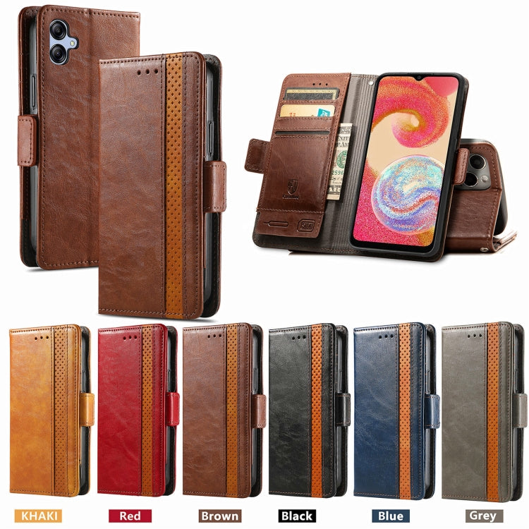 For Samsung Galaxy A04e CaseNeo Splicing Dual Magnetic Buckle Leather Phone Case(Red) by buy2fix