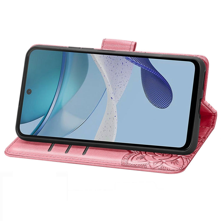 For Motorola Moto E13 Butterfly Love Flower Embossed Flip Leather Phone Case(Pink) by buy2fix