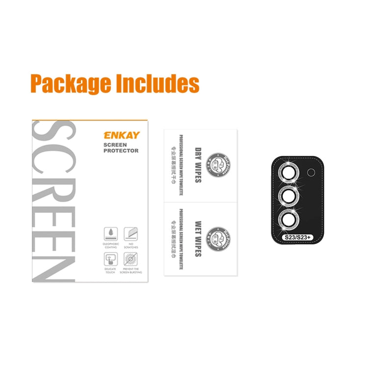 For Samsung Galaxy S23 5G / S23+ 5G ENKAY 9H Rear Camera Lens Glitter Aluminium Alloy Ring Tempered Glass Film(Gold) - Galaxy S23+ 5G Tempered Glass by ENKAY | Online Shopping UK | buy2fix