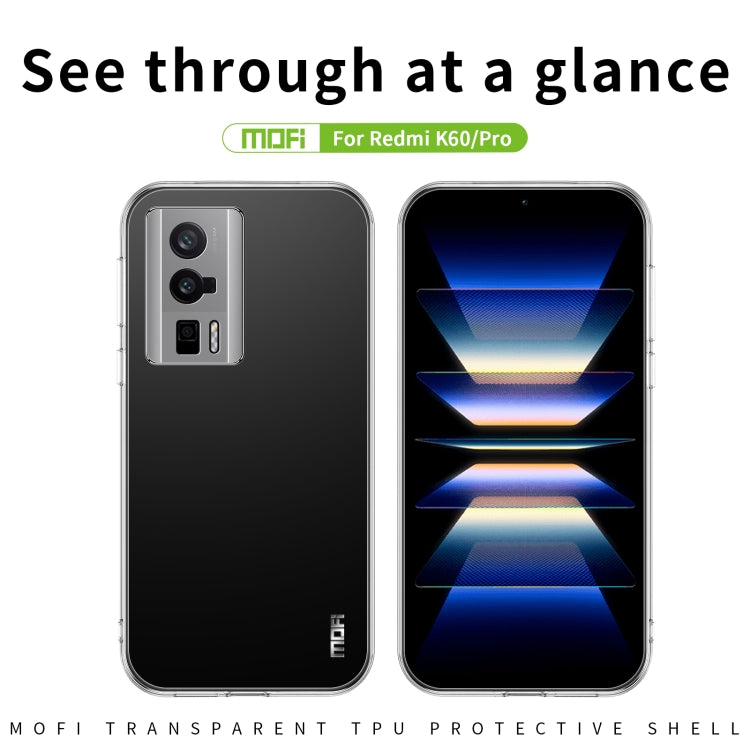 For Xiaomi Redmi K60 / K60 Pro MOFI Ming Series Ultra-thin TPU Phone Case(Transparent) by MOFI