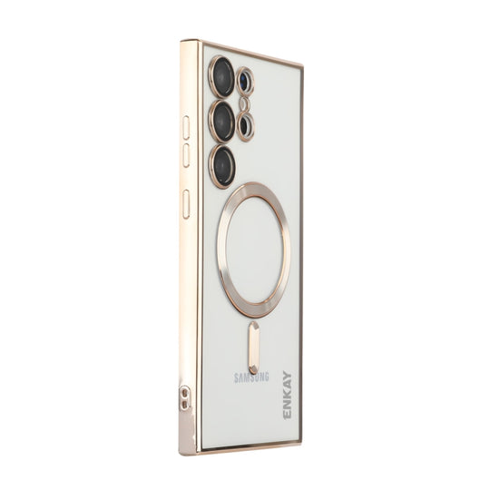 For Samsung Galaxy S22 Ultra 5G ENKAY Electroplated MagSafe Shockproof TPU Phone Case with Lens Film(Gold)