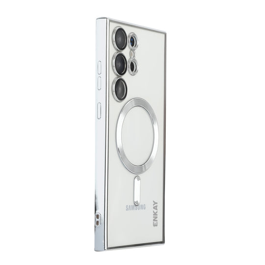 For Samsung Galaxy S23 Ultra 5G ENKAY Electroplated MagSafe Shockproof TPU Phone Case with Lens Film(Silver)