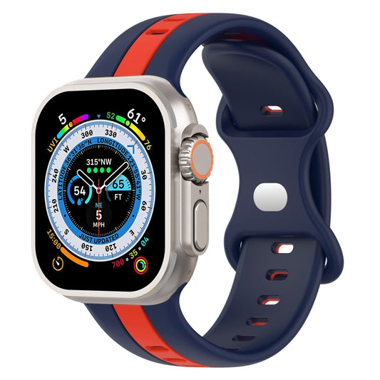 Butterfly Buckle Two-Color Silicone Watch Band For Apple Watch Ultra 49mm(Midnight Blue + Red) - Watch Bands by buy2fix | Online Shopping UK | buy2fix