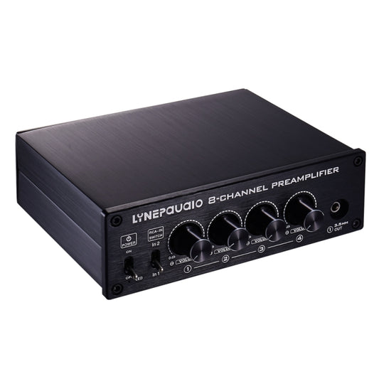 2 in 8 out Switcher Pre-Amplifier Speaker Distributor Signal Booster with Volume Control And Earphone 16-600 ohms / Monitor Function -  by buy2fix | Online Shopping UK | buy2fix