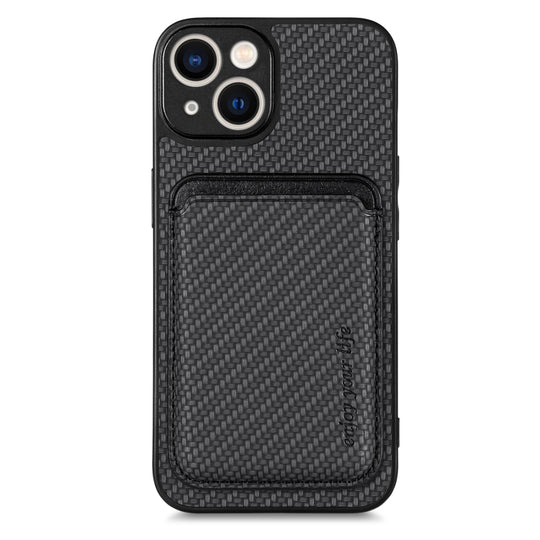 For iPhone 14 Pro Max Carbon Fiber Leather Card Magsafe Magnetic Phone Case(Black)