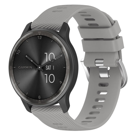 For Garmin Vivomove Trend 20mm Cross Textured Solid Color Silicone Watch Band(Light Grey) - Watch Bands by buy2fix | Online Shopping UK | buy2fix