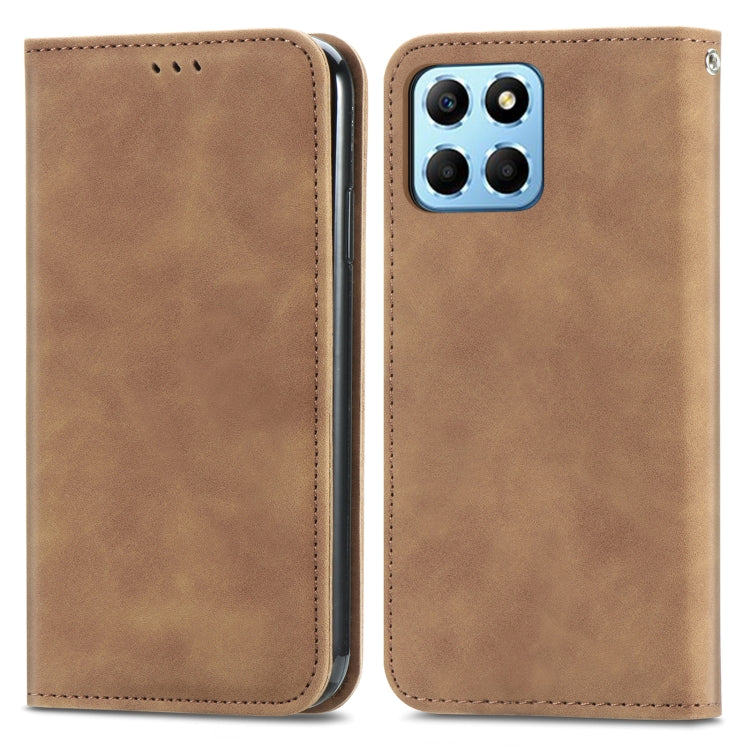 For Honor X6 Retro Skin Feel Magnetic Flip Leather Phone Case(Brown) by buy2fix