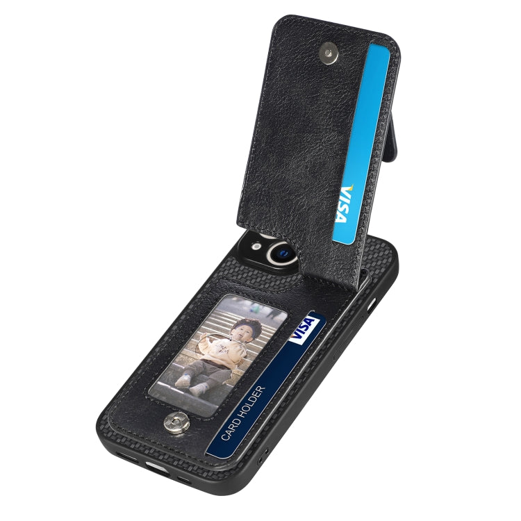 For iPhone 13 mini Carbon Fiber Vertical Flip Zipper Phone Case(Black) - iPhone 13 mini Cases by buy2fix | Online Shopping UK | buy2fix