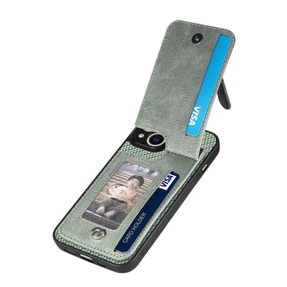 For iPhone 13 mini Carbon Fiber Vertical Flip Zipper Phone Case(Green) - iPhone 13 mini Cases by buy2fix | Online Shopping UK | buy2fix