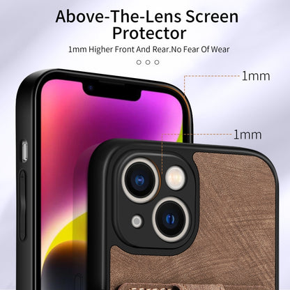 For iPhone 13 Retro Skin-feel Ring Card Wallet Phone Case(Brown) - iPhone 13 Cases by buy2fix | Online Shopping UK | buy2fix