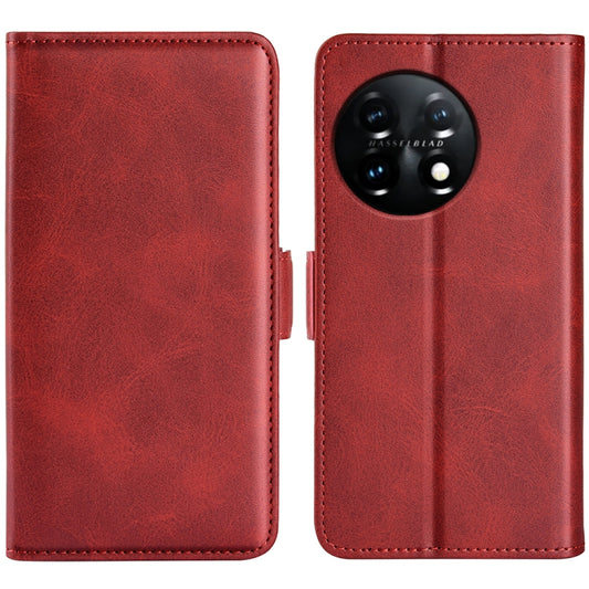 For OnePlus 11 Dual-side Magnetic Buckle Leather Phone Case(Red) - OnePlus Cases by buy2fix | Online Shopping UK | buy2fix