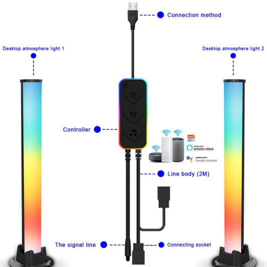 SAL043 2pcs Wifi RGB Rhythm Voice Music Desktop Atmosphere LED Table Lamp - Novelty Lighting by buy2fix | Online Shopping UK | buy2fix
