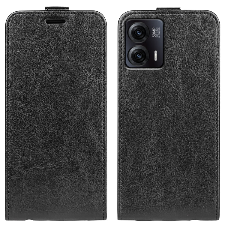 For Motorola Moto G73 R64 Texture Single Vertical Flip Leather Phone Case(Black) - Motorola Cases by buy2fix | Online Shopping UK | buy2fix