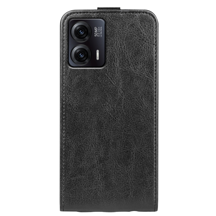 For Motorola Moto G73 R64 Texture Single Vertical Flip Leather Phone Case(Black) - Motorola Cases by buy2fix | Online Shopping UK | buy2fix