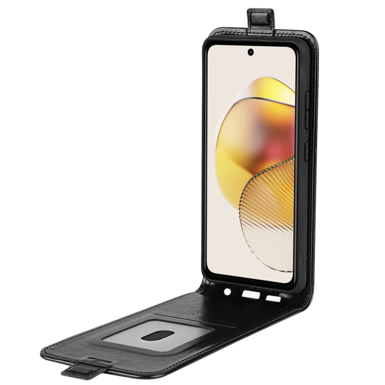 For Motorola Moto G73 R64 Texture Single Vertical Flip Leather Phone Case(Black) - Motorola Cases by buy2fix | Online Shopping UK | buy2fix