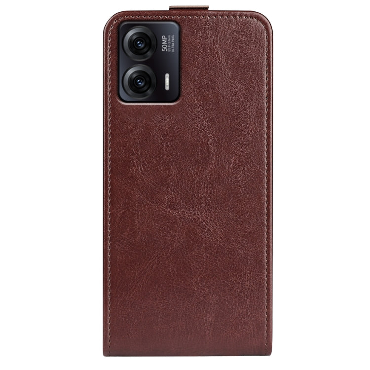 For Motorola Moto G73 R64 Texture Single Vertical Flip Leather Phone Case(Brown) - Motorola Cases by buy2fix | Online Shopping UK | buy2fix