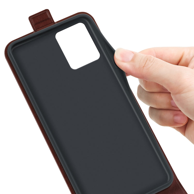 For Motorola Moto G73 R64 Texture Single Vertical Flip Leather Phone Case(Brown) - Motorola Cases by buy2fix | Online Shopping UK | buy2fix