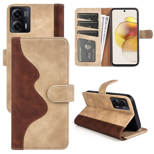 For Motorola Moto G73 Stitching Horizontal Flip Leather Phone Case(Yellow) - Motorola Cases by buy2fix | Online Shopping UK | buy2fix