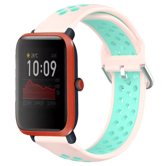 For Amazfit Bip 1S 20mm Perforated Breathable Sports Silicone Watch Band(Pink+ Water Duck) - Watch Bands by buy2fix | Online Shopping UK | buy2fix