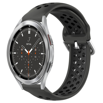 For Samsung  Galaxy Watch 4 Classic 46mm 20mm Perforated Breathable Sports Silicone Watch Band(Black) - Watch Bands by buy2fix | Online Shopping UK | buy2fix