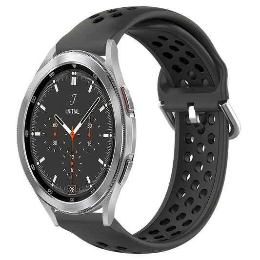 For Samsung  Galaxy Watch 4 Classic 46mm 20mm Perforated Breathable Sports Silicone Watch Band(Black) - Watch Bands by buy2fix | Online Shopping UK | buy2fix