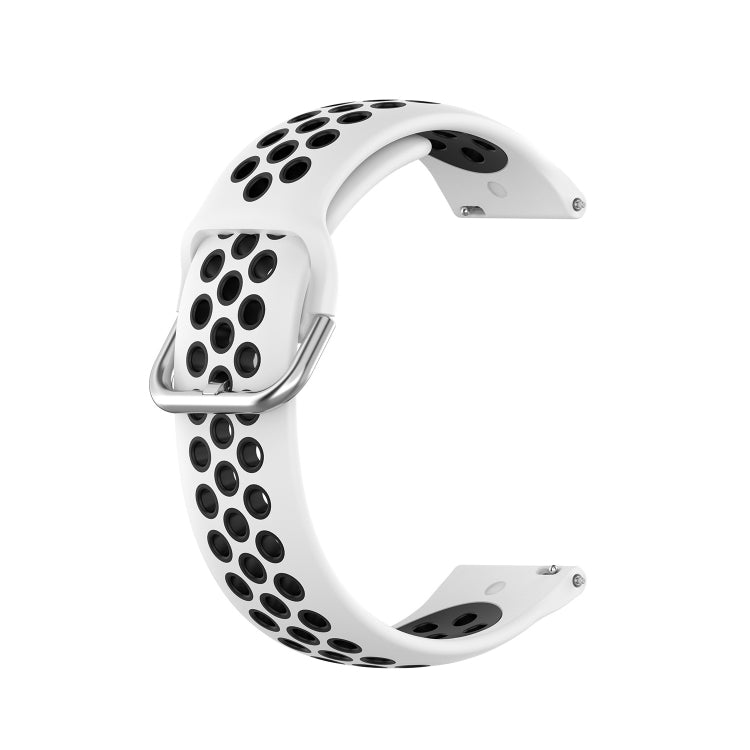 For Garmin Venu SQ 20mm Perforated Breathable Sports Silicone Watch Band(White+Black) - Watch Bands by buy2fix | Online Shopping UK | buy2fix