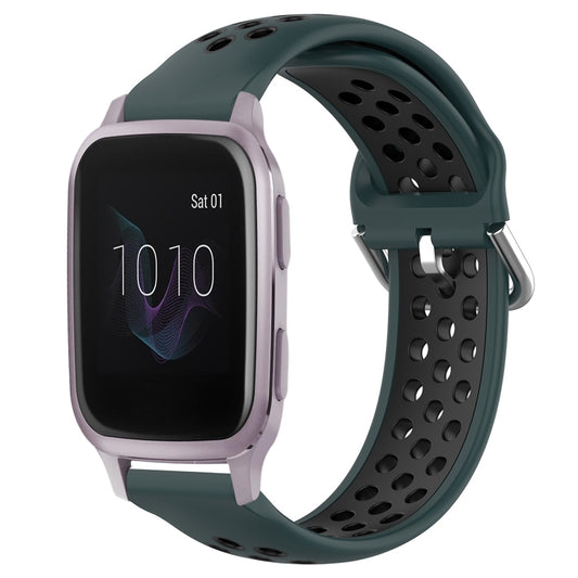 For Garmin Venu SQ 20mm Perforated Breathable Sports Silicone Watch Band(Olive Green+Black) - Watch Bands by buy2fix | Online Shopping UK | buy2fix
