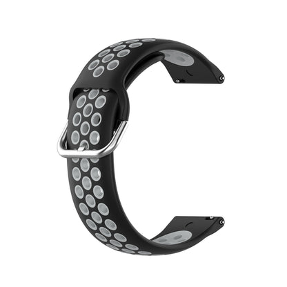 For Xiaomi MI Watch S1 22mm Perforated Breathable Sports Silicone Watch Band(Black+Grey) - Watch Bands by buy2fix | Online Shopping UK | buy2fix