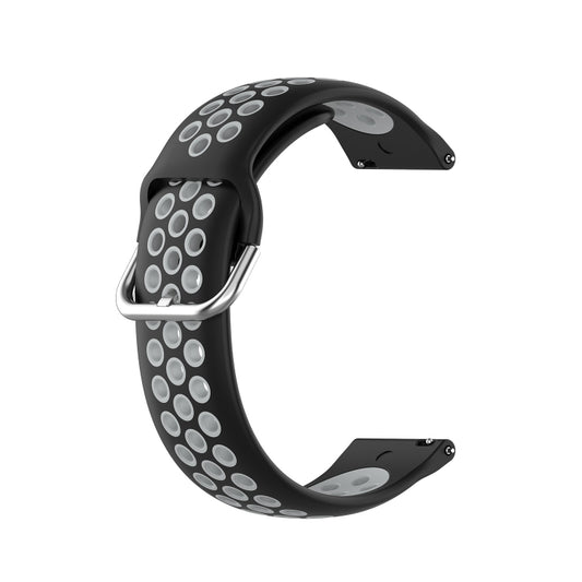 For Xiaomi MI Watch S1 22mm Perforated Breathable Sports Silicone Watch Band(Black+Grey) - Watch Bands by buy2fix | Online Shopping UK | buy2fix