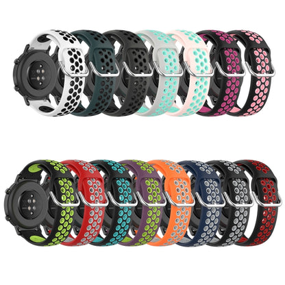 For Xiaomi MI Watch S1 22mm Perforated Breathable Sports Silicone Watch Band(Black+Grey) - Watch Bands by buy2fix | Online Shopping UK | buy2fix