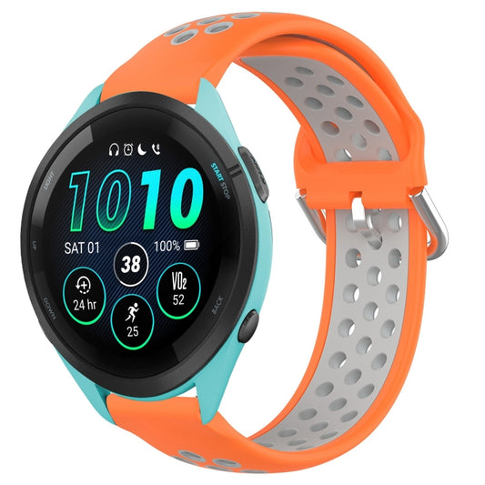 For Garmin Forerunner 265 22mm Perforated Breathable Sports Silicone Watch Band(Orange+Grey) - Watch Bands by buy2fix | Online Shopping UK | buy2fix