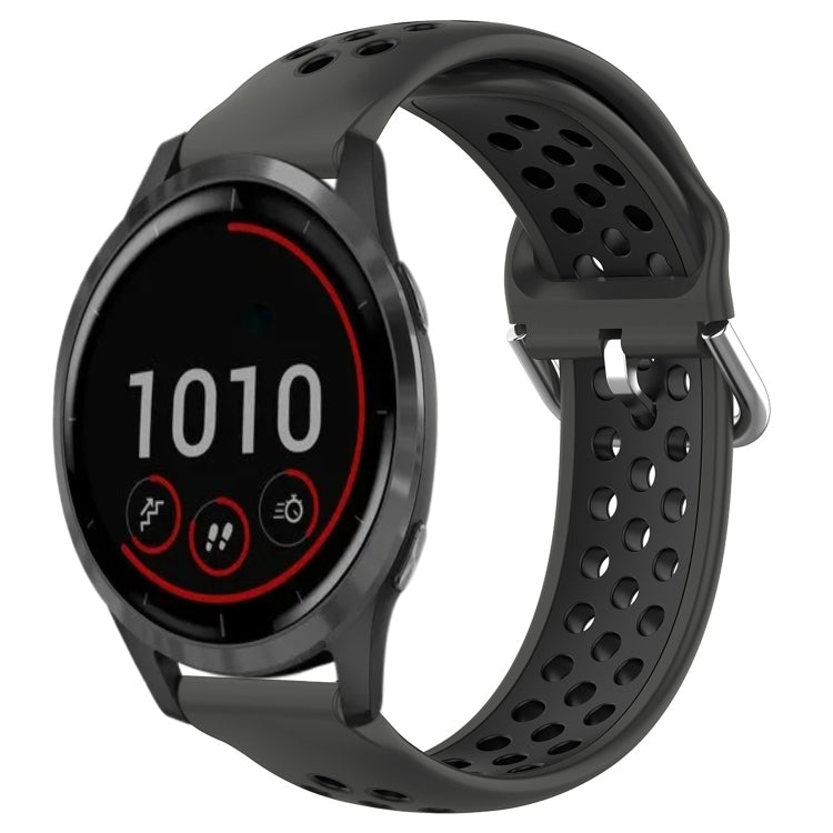 For Garmin Vivoactive4 22mm Perforated Breathable Sports Silicone Watch Band(Black) - Watch Bands by buy2fix | Online Shopping UK | buy2fix
